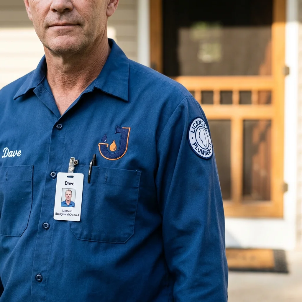 Licensed plumber showing ID badge in Bay Saint Louis, MS