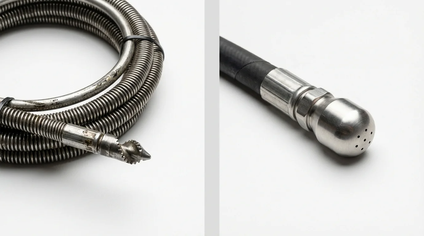 Drain snake cable and hydro jetting nozzle used for drain cleaning in Bay Saint Louis, MS