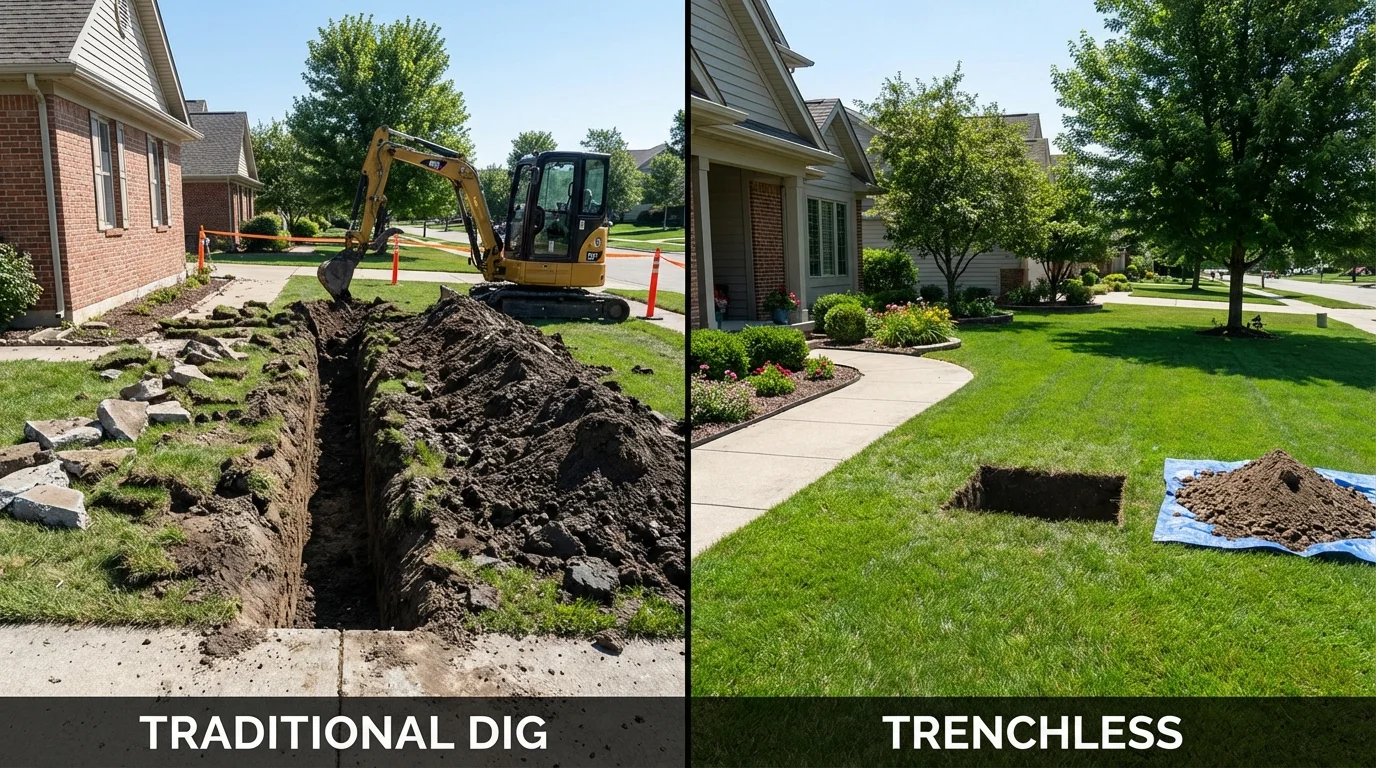 Trenchless sewer repair with minimal yard damage versus traditional excavation in Bay Saint Louis, MS